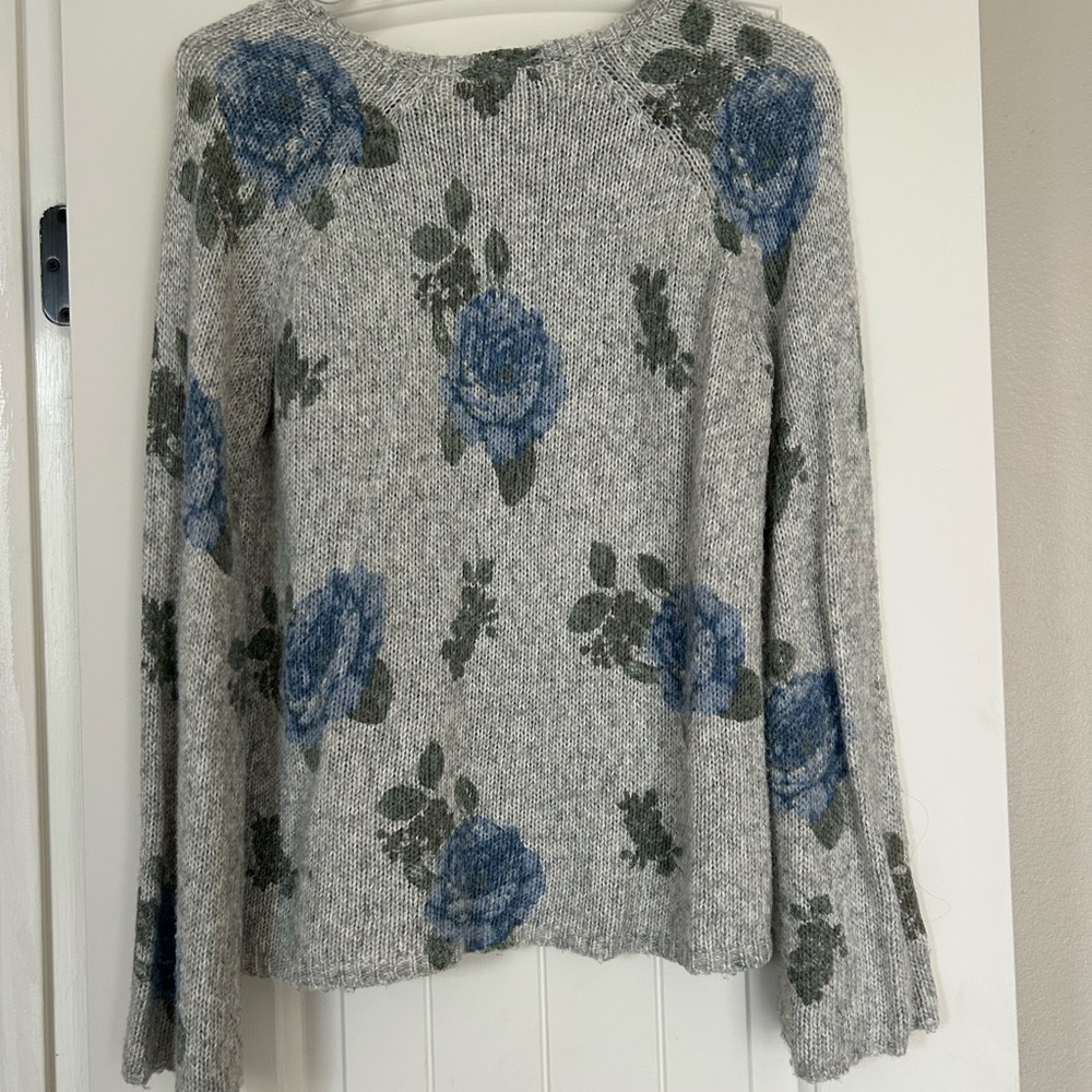 Lucky Brand Floral Gray Sweater
